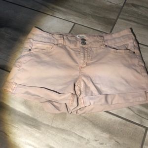Pink denim shorts